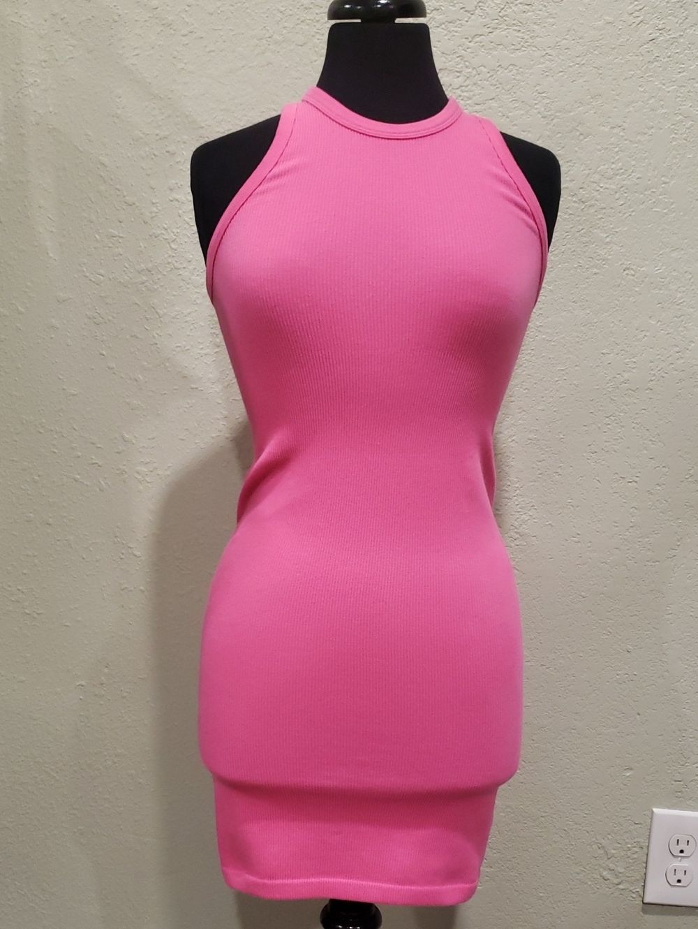 ALO Yoga Hot Pink Ribbed Tank Dress